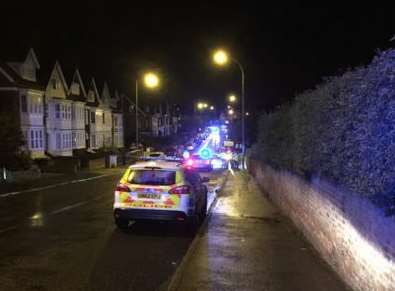 Police in Westgate Court Avenue, Westgate after the incident. Picture: Simon Moores.