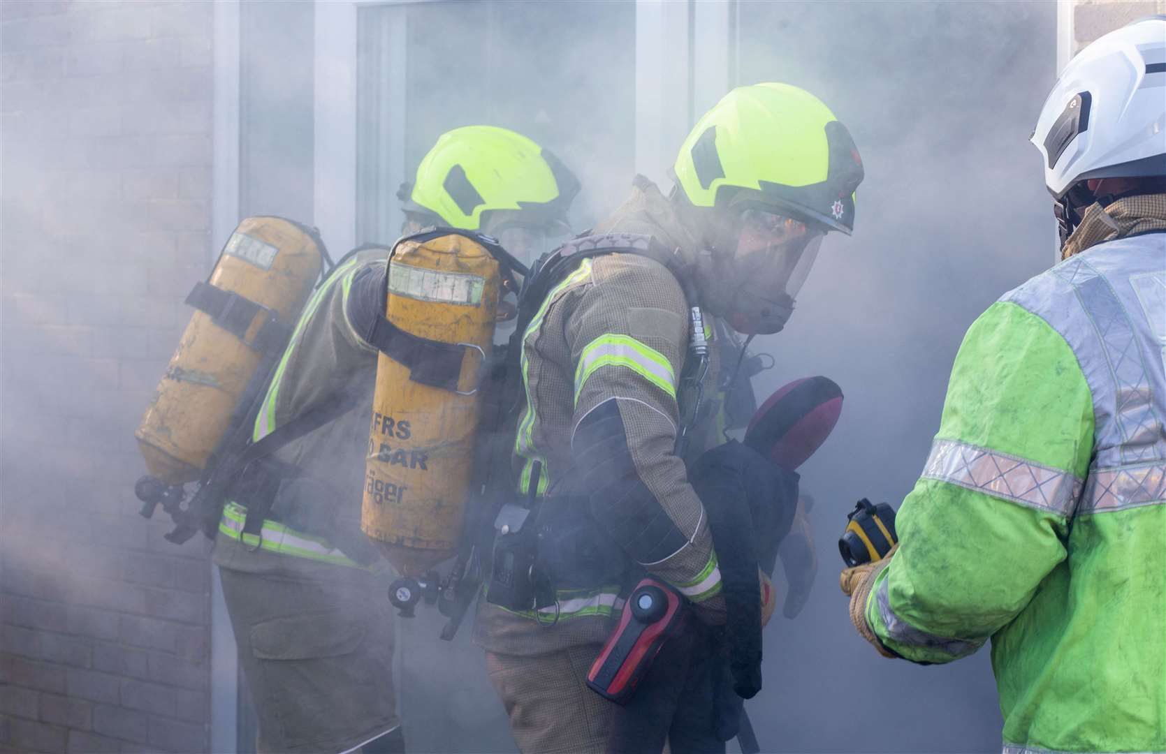 Firefighters were called to a home after a pan of oil sparked a kitchen fire