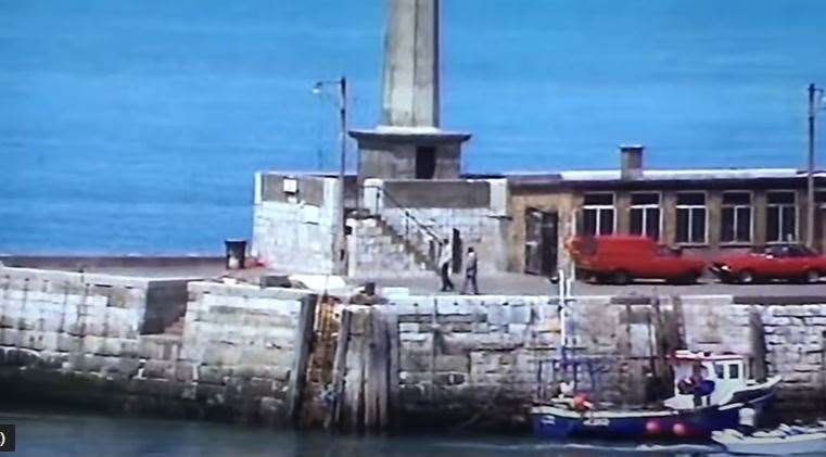 Del and Rodney walking along the Harbour Arm in Margate in 1989's Jolly Boys' Outing - the Christmas special of Only Fools and Horses. Picture: BBC