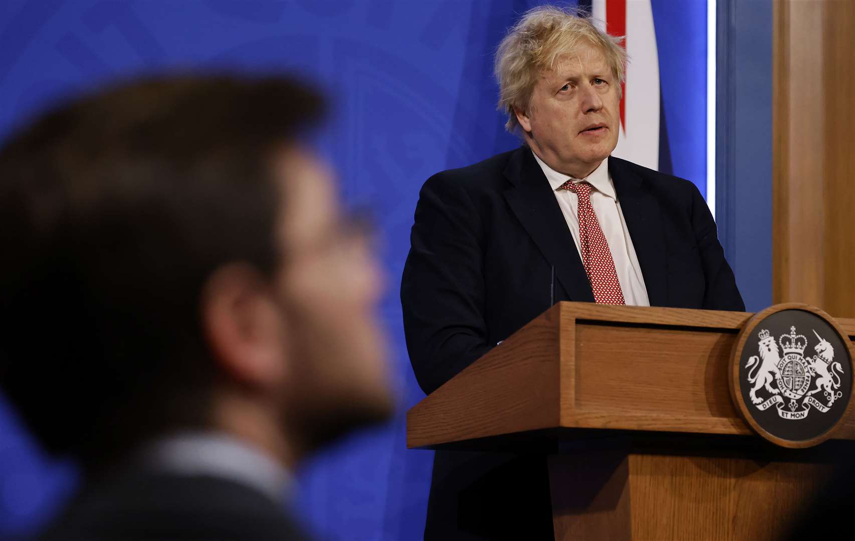 Prime Minister Boris Johnson during a media briefing in Downing Street, London, to outline the Government’s new long-term Covid-19 plan (PA)