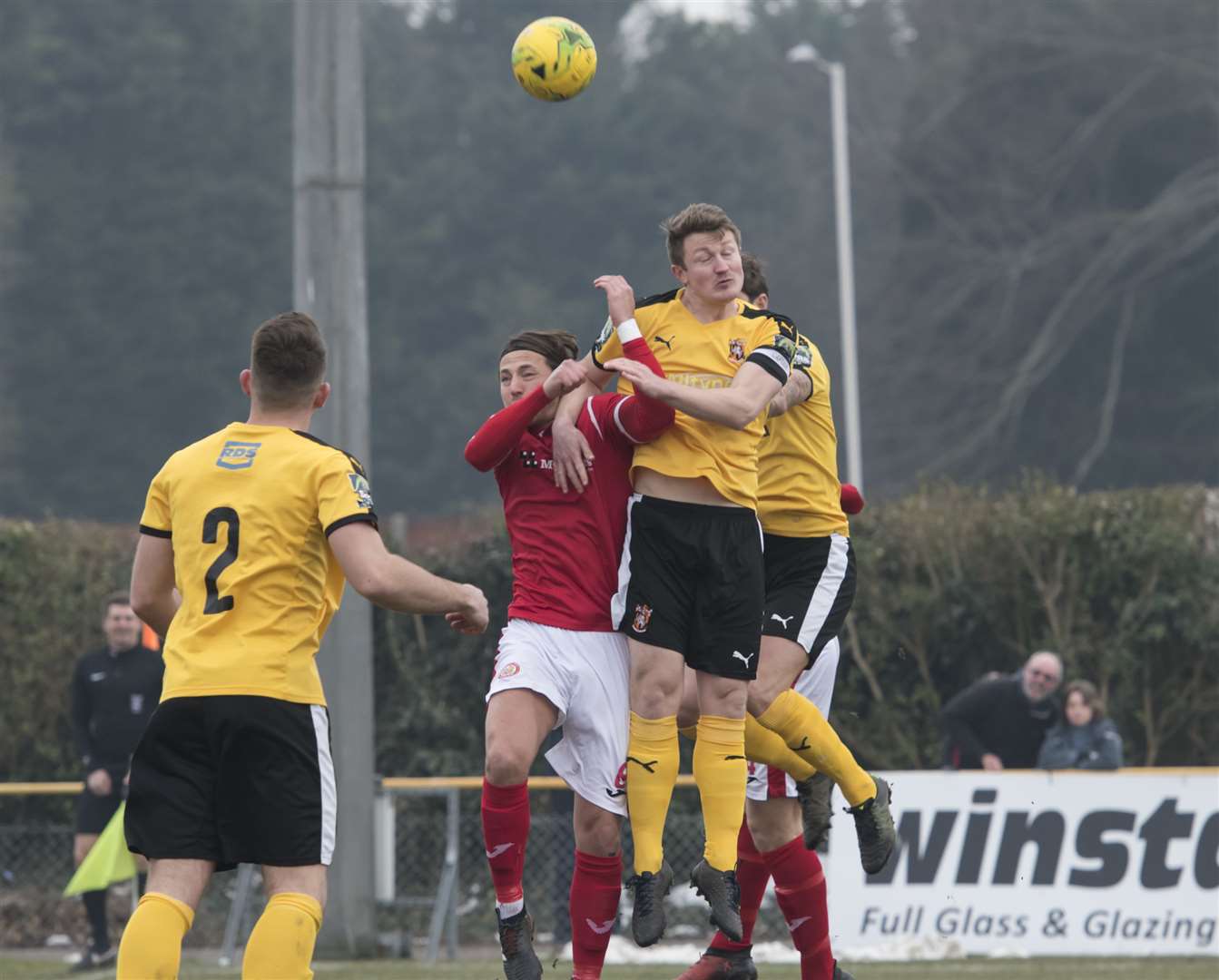 Callum Davies up for a header Picture: Andy Payton