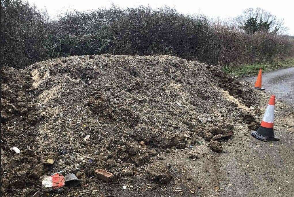 A large amount of rubbish has been found dumped in School Lane near Dartford. Picture: KCC Highways