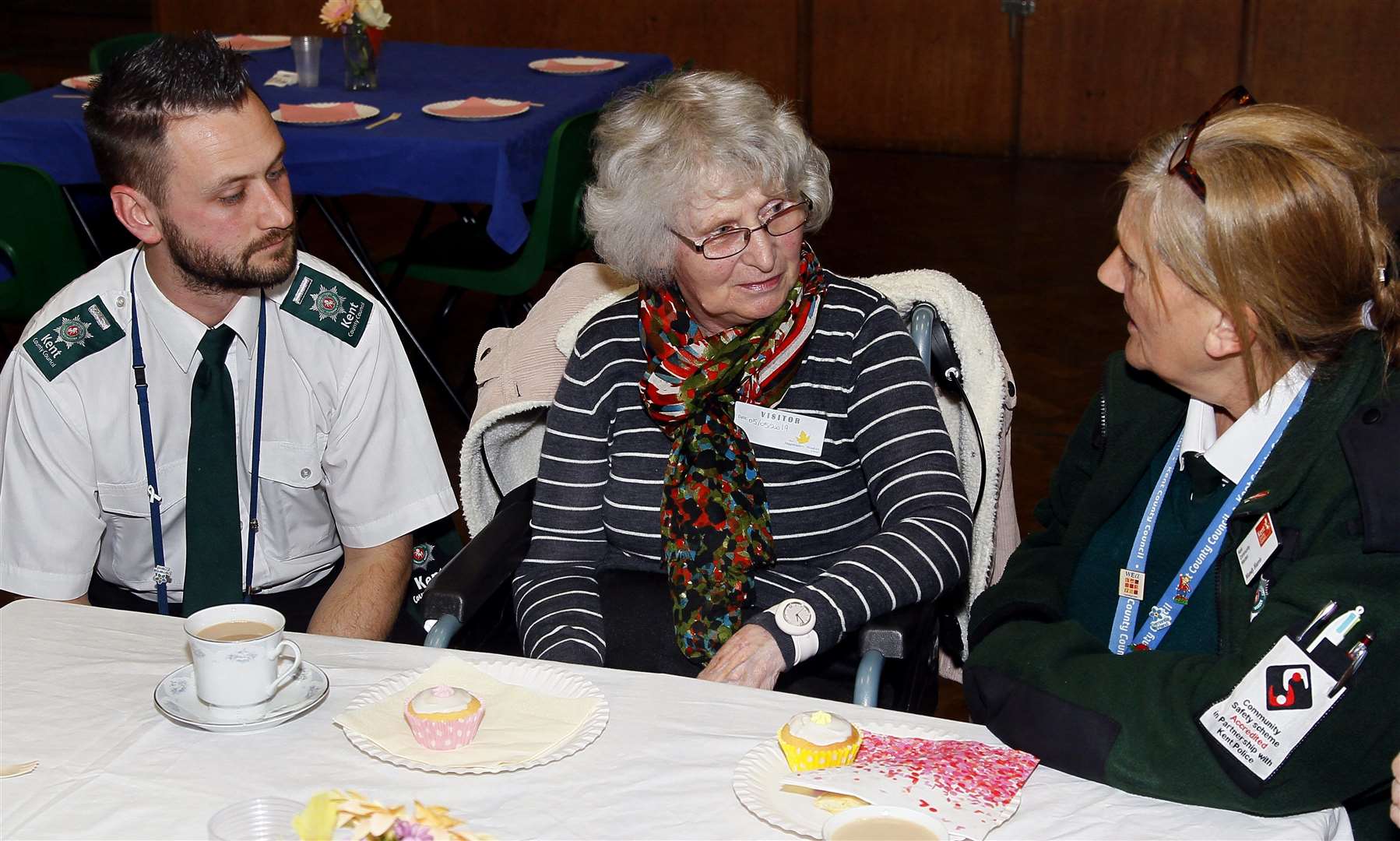 Community wardens Adam McKinley and Mandy Harris chat to a visitor. Picture: Sean Aidan (8312471)