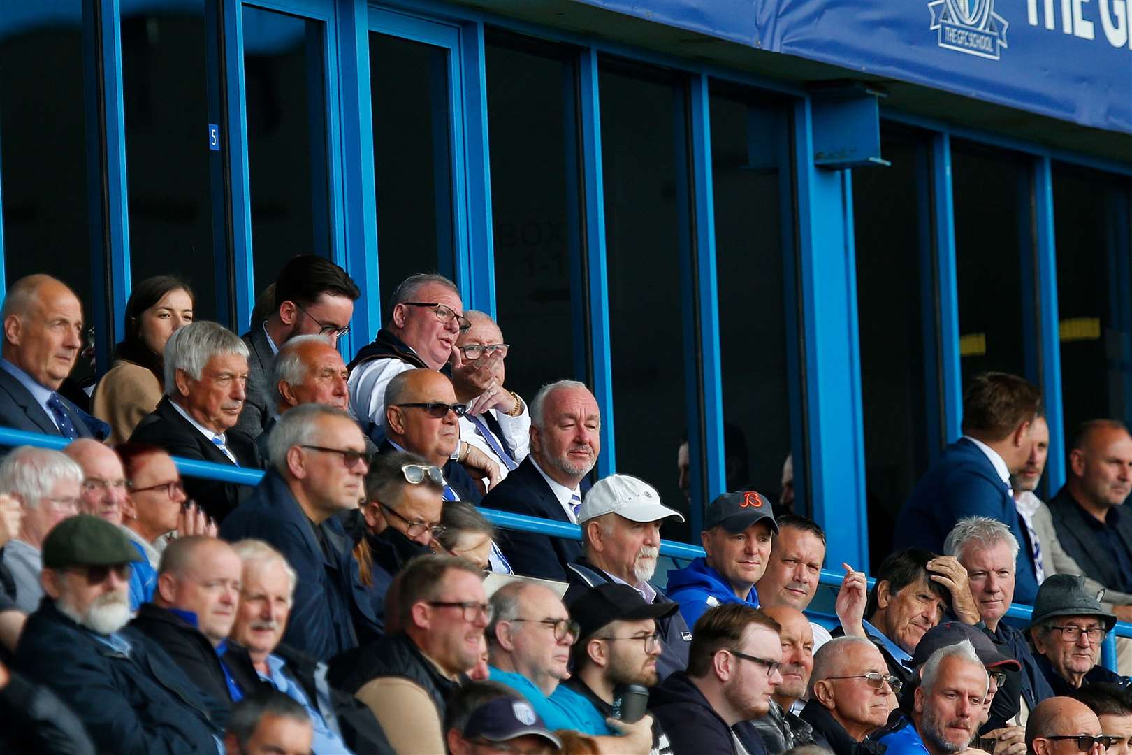 Gillingham manager Steve Evans in the stands against Morecambe. Picture: Andy Jones (50452260)