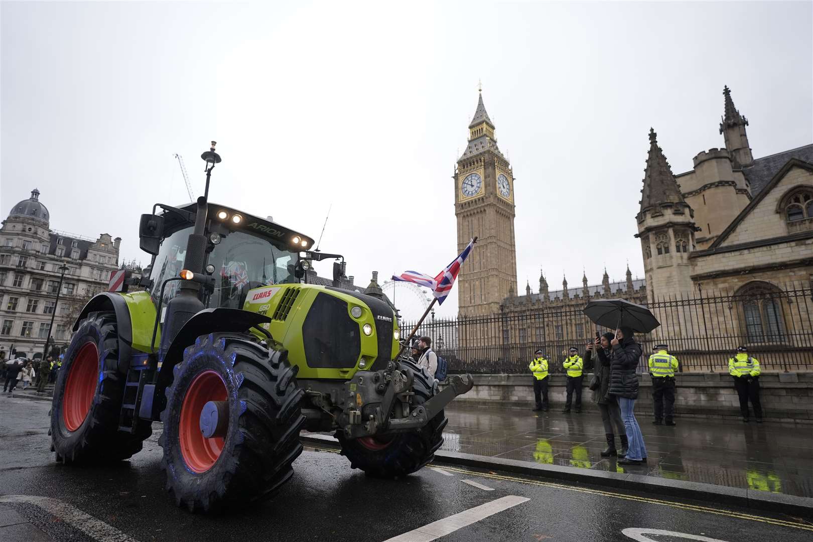 Farmers protest in central London (Andrew Matthews/PA)