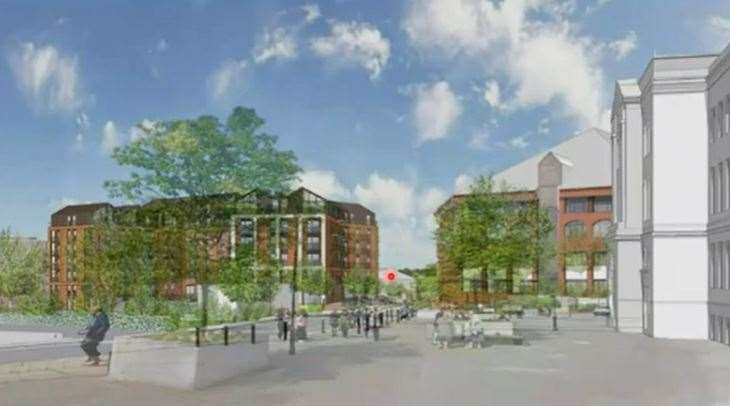 An artist's view of the new apartment blocks at the old Royal Mail Sorting Office site