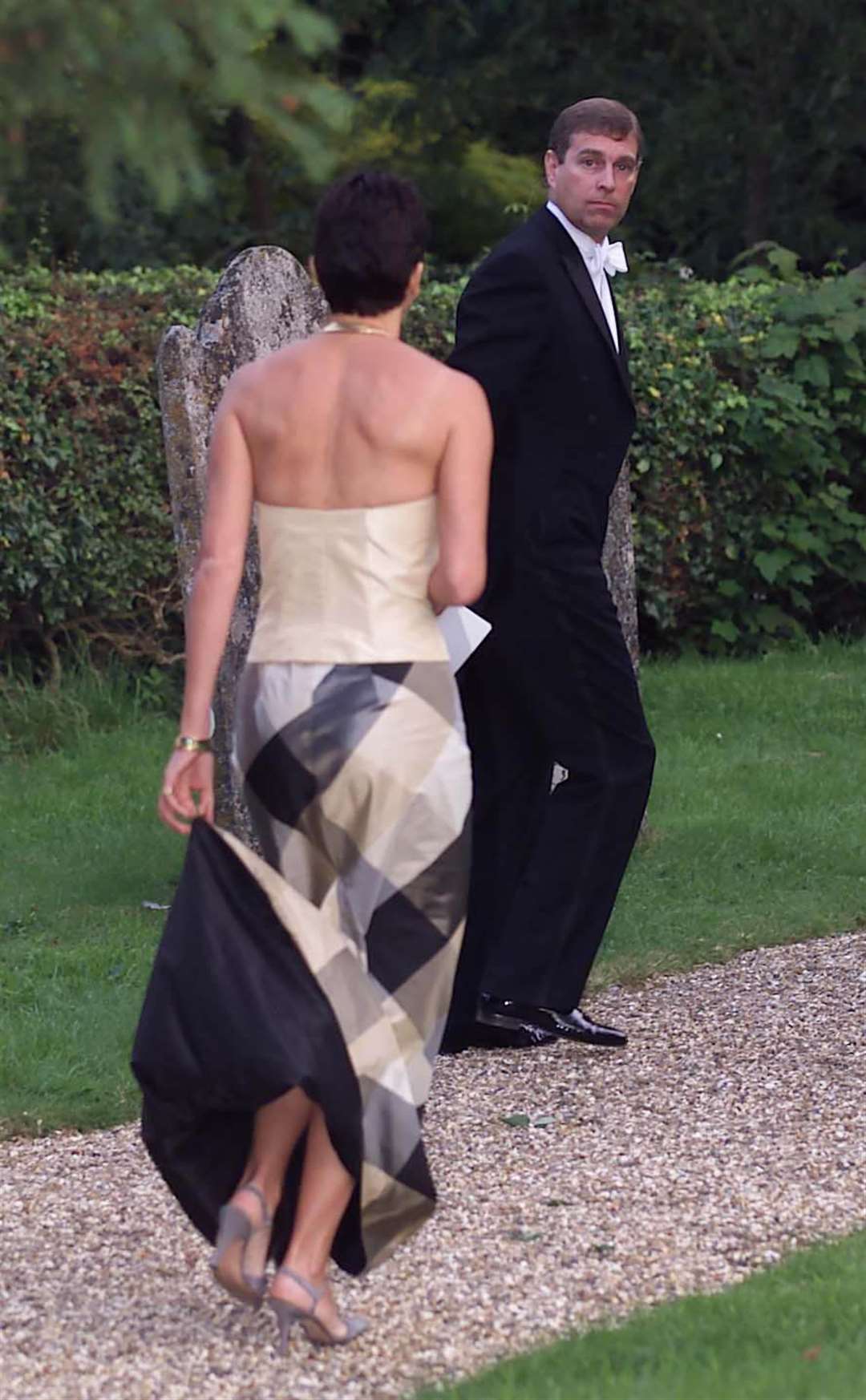 Ghislaine Maxwell in 2000 with the Duke of York leaving the wedding of a former girlfriend of the duke (Chris Ison/PA)