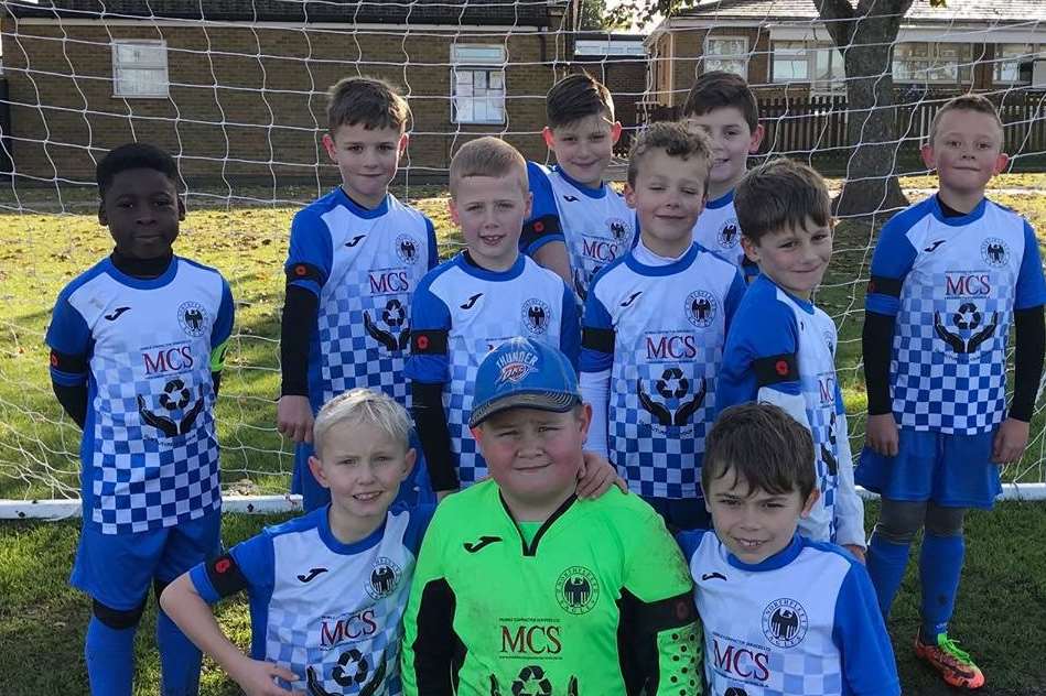 Aaron Lindridge, 8, (front centre) with his Northfleet Eagles team mates