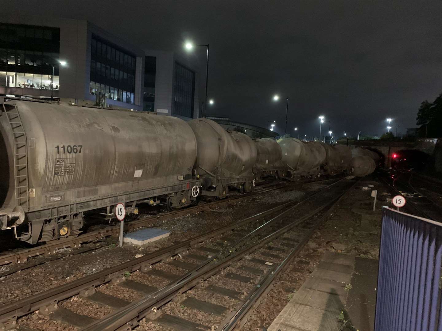 The freight train derailed at around 2.45am on Wednesday (Gav Smith/PA)