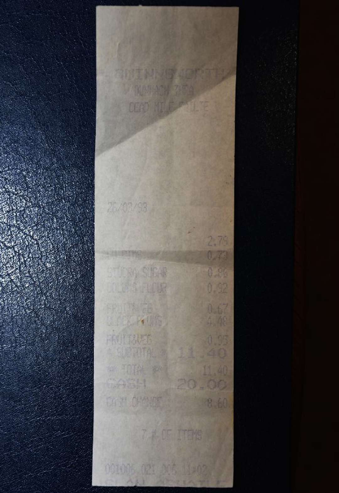 A shopping receipt which confirms the date and time of purchase as 26/03/1993 11:02am, the last confirmed activity by Annie McCarrick (An Garda Siochana/PA)