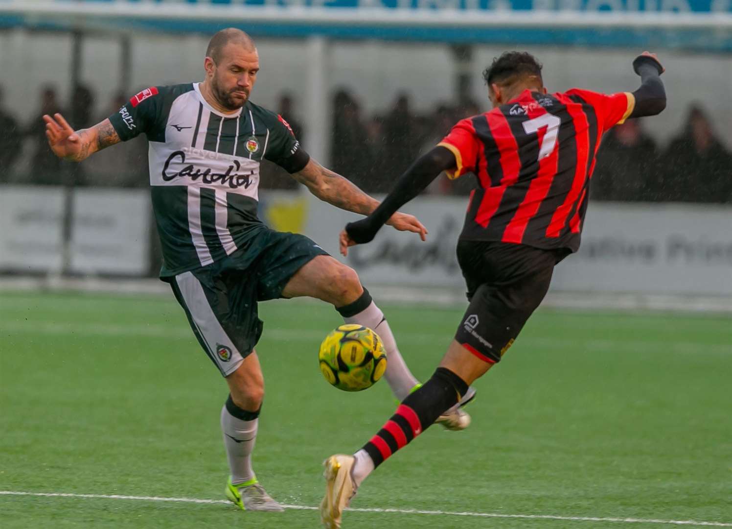 Ashford midfielder James Dunne in control against Sittingbourne. Picture: Ian Scammell