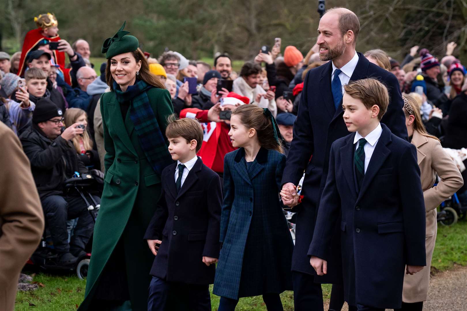 The Waleses attend the morning church service in Sandringham on Christmas Day (Aaron Chown/PA)