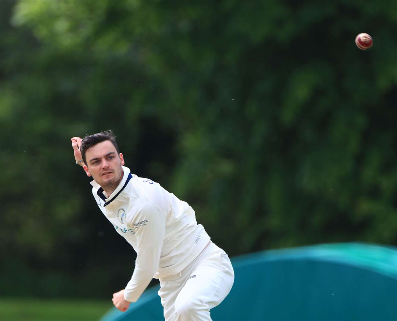 Thomas Copestake bowling for St Lawrence & Highland Court on his way to figures of 3-28 from six overs. Picture: Gary Restall