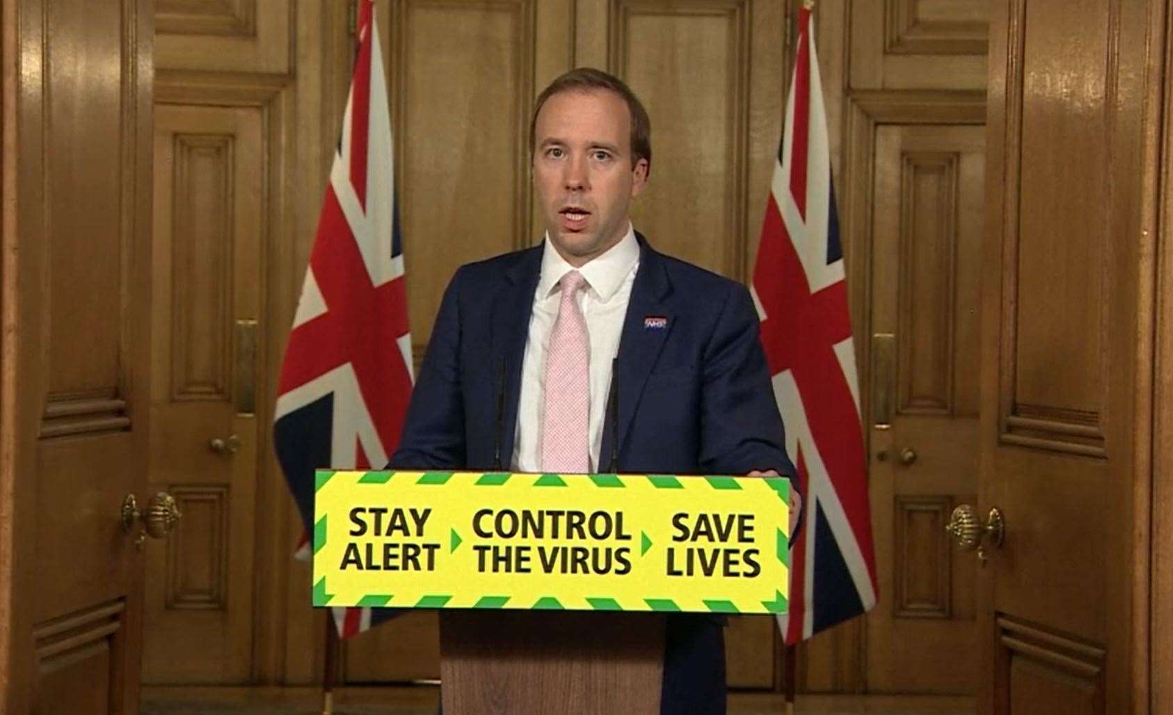 Health Secretary Matt Hancock during a media briefing in Downing Street (PA)