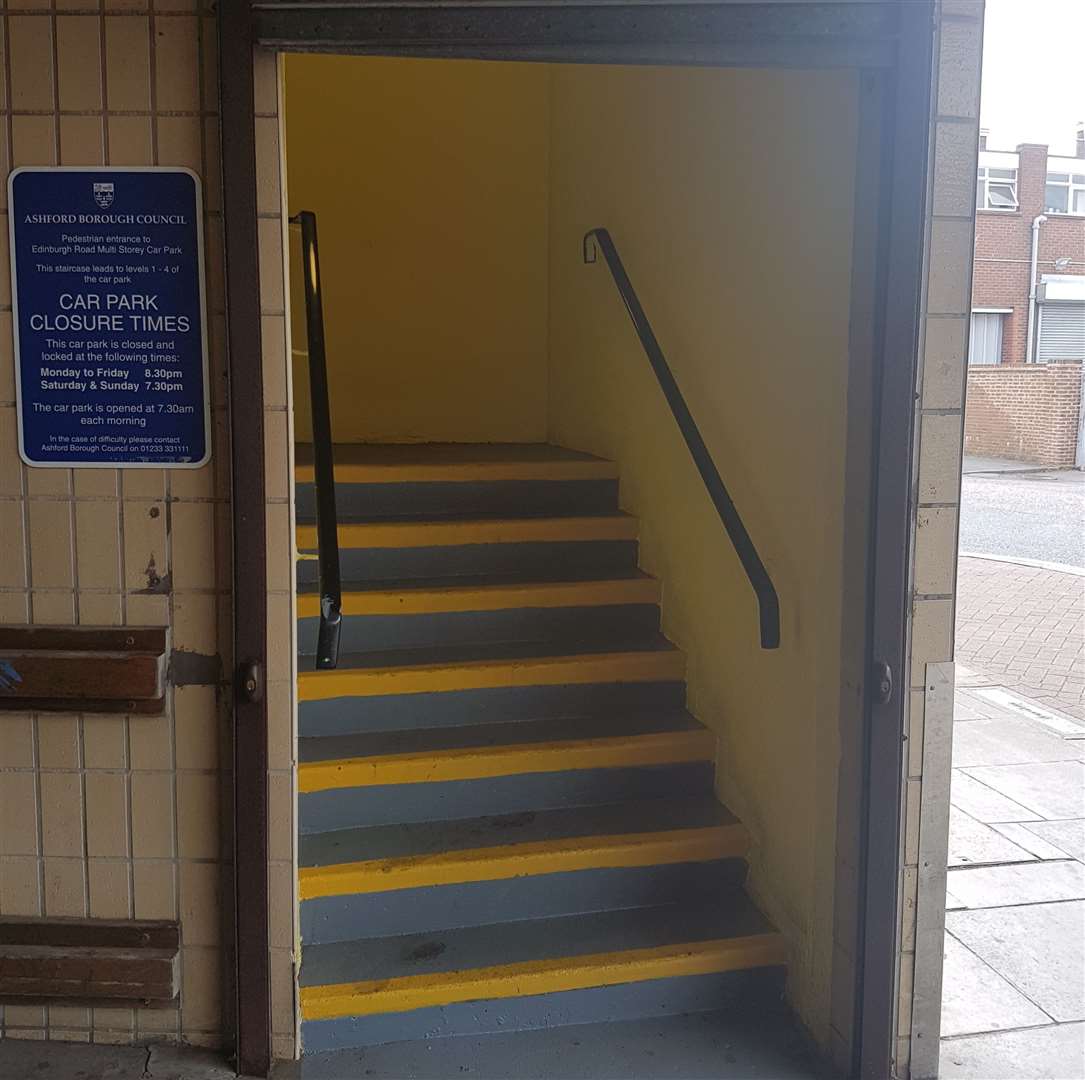 The entrance of the Edinburgh Road car park's stairwell