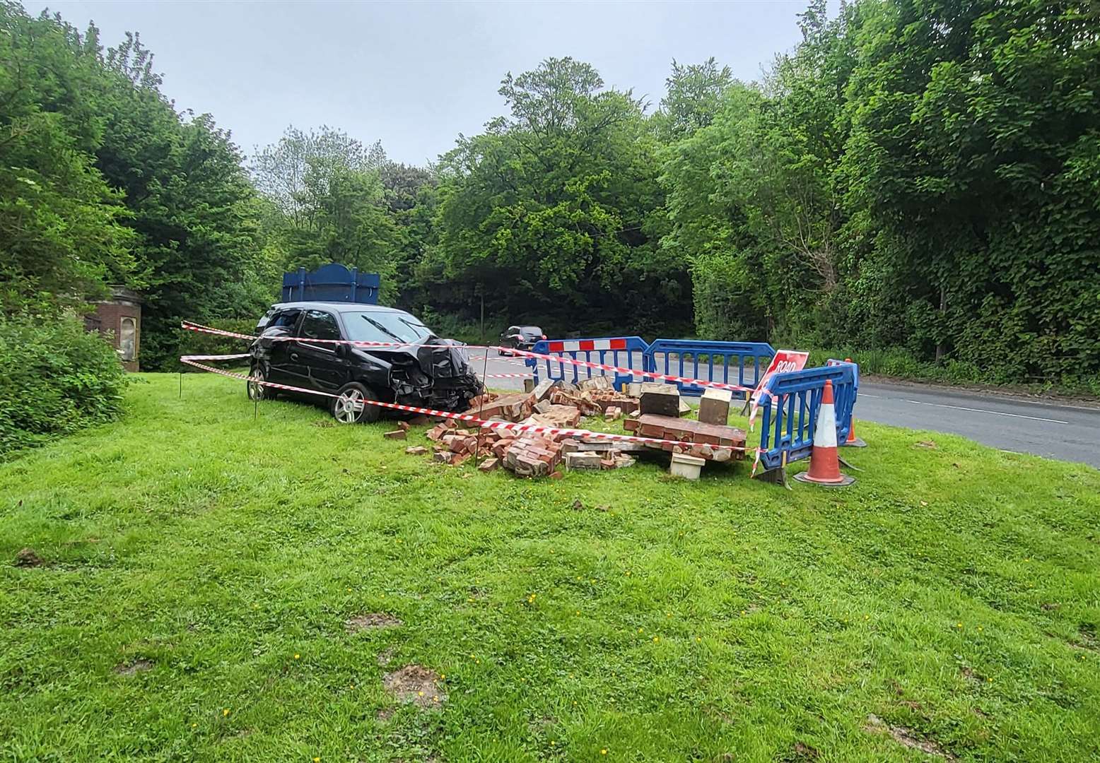 Two were injured after the crash on the A260 in Barham near Canterbury