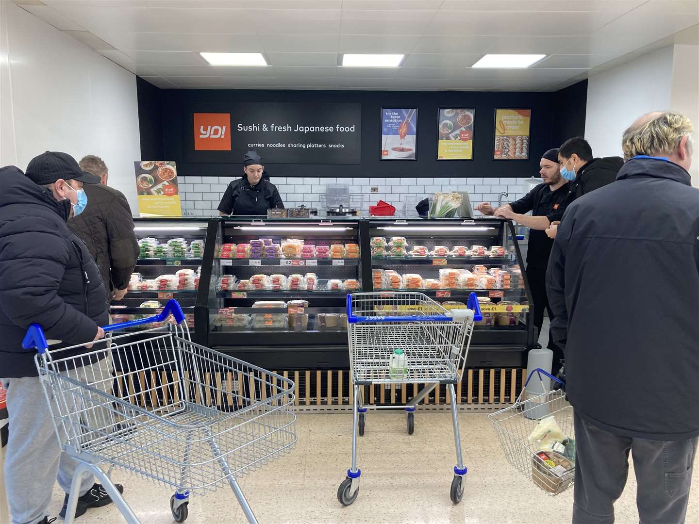 Tesco shoppers encountered the new Yo! Sushi kiosk in the supermarket on Wednesday