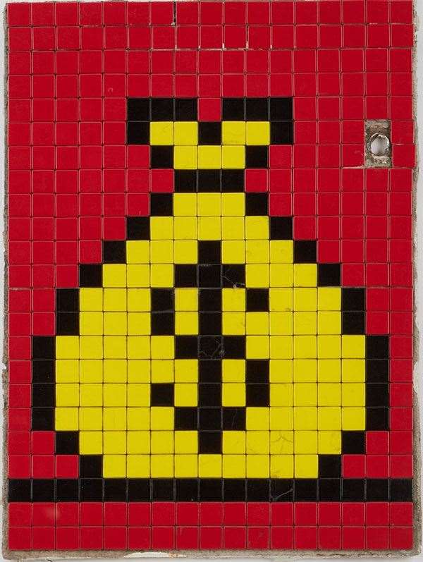 Invader’s pixilated Money Bag is among the items on offer in the Street Art Invasion sale (Julien’s Auctions/PA)
