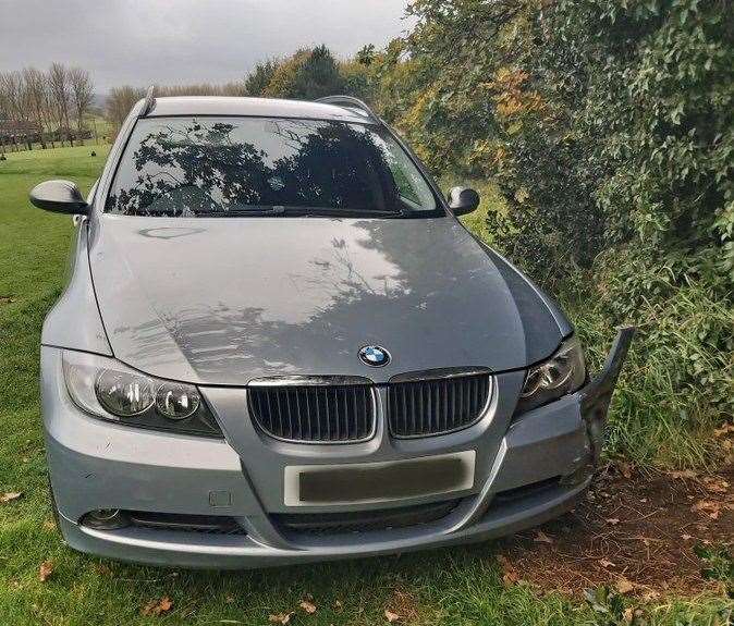The BMW was found abandoned on Birchwood golf course. Photo: @KentPoliceDart