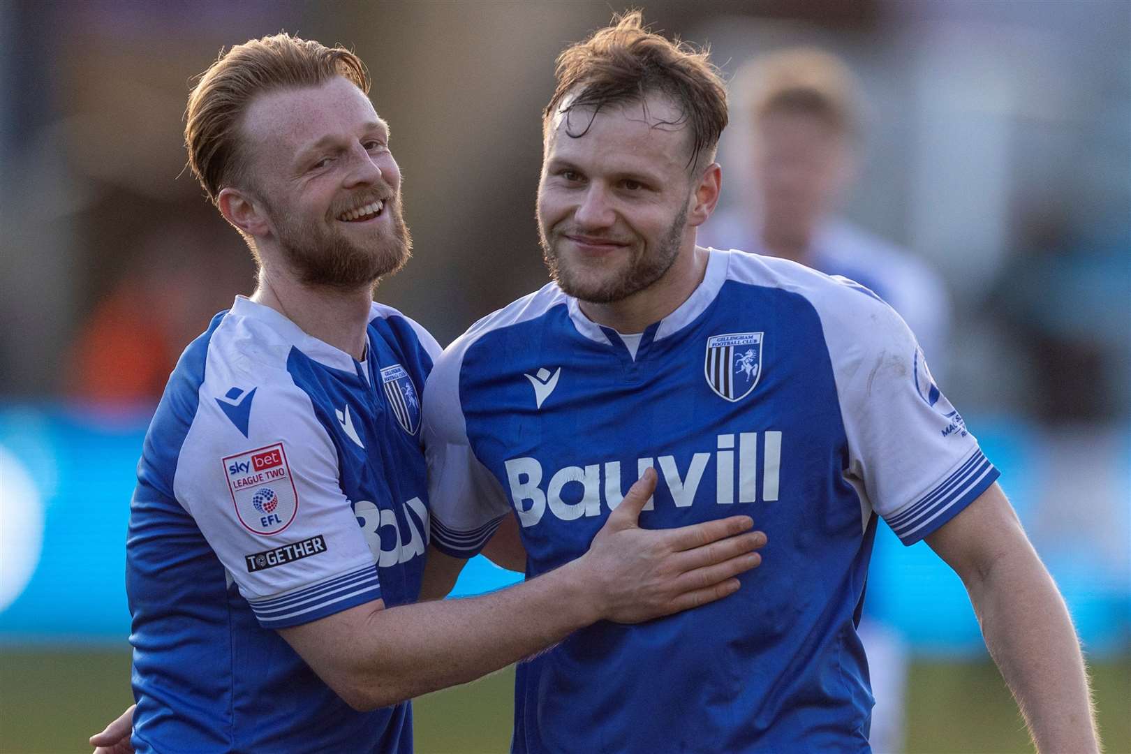 Elliott Nevitt and Max Clark during last weekend’s game against Morecambe at Priestfield Picture: @Julian_KPI