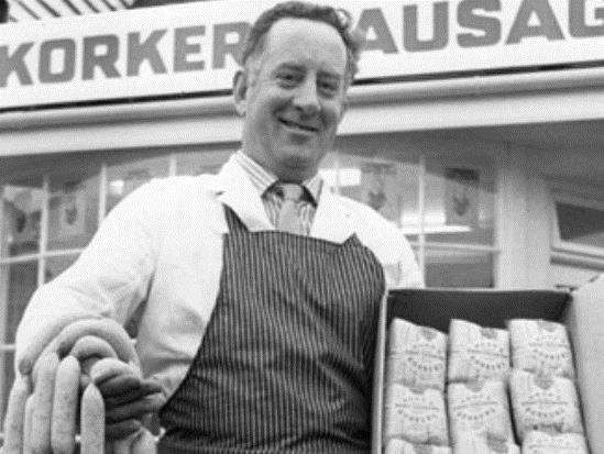 Jim Hoad pictured outside his Rolvenden shop in the 1970s