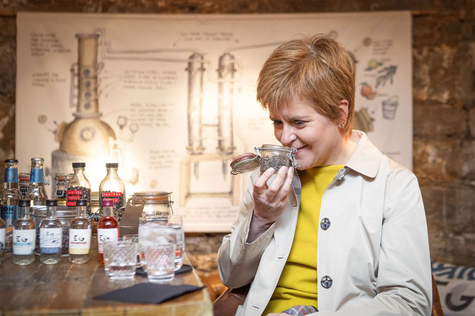 First Minister Nicola Sturgeon visited the Edinburgh Gin Distillery on the election trail on Friday (Jane Barlow/PA)