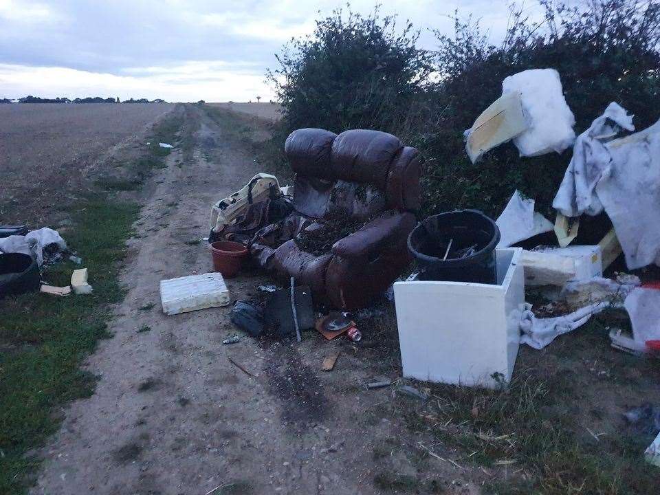 The flytipping in Bogshole Lane, Herne Bay