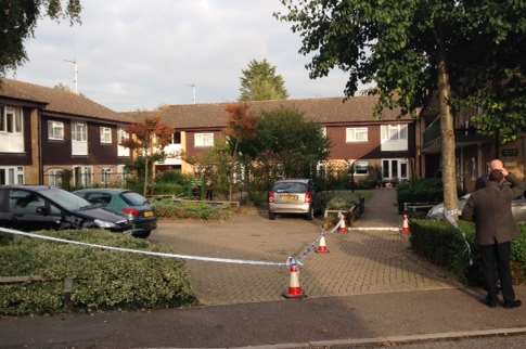 Police cordon at the scene of the Hextable burglary