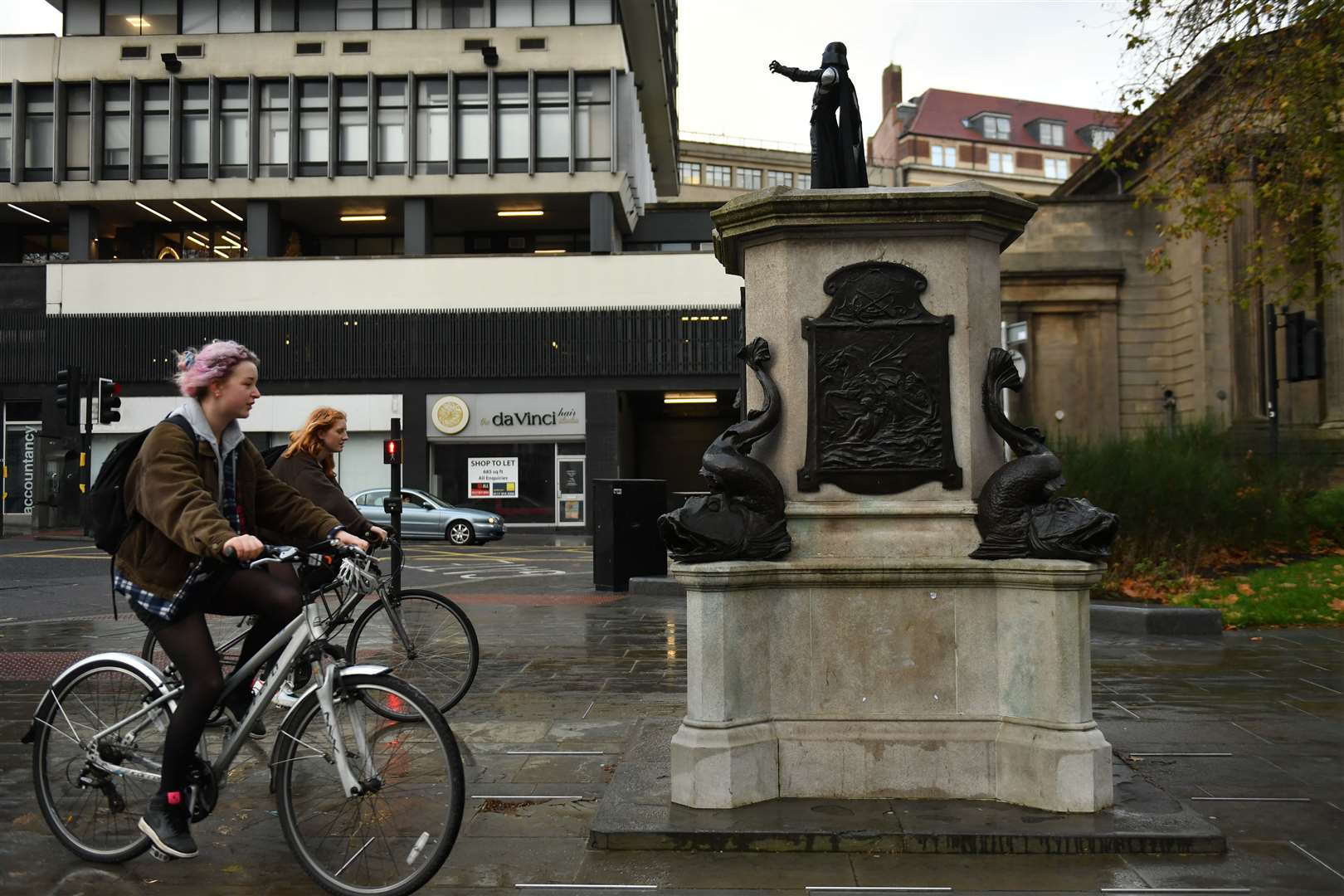 The figure was placed on the plinth overnight on Wednesday (Jacob King/PA)