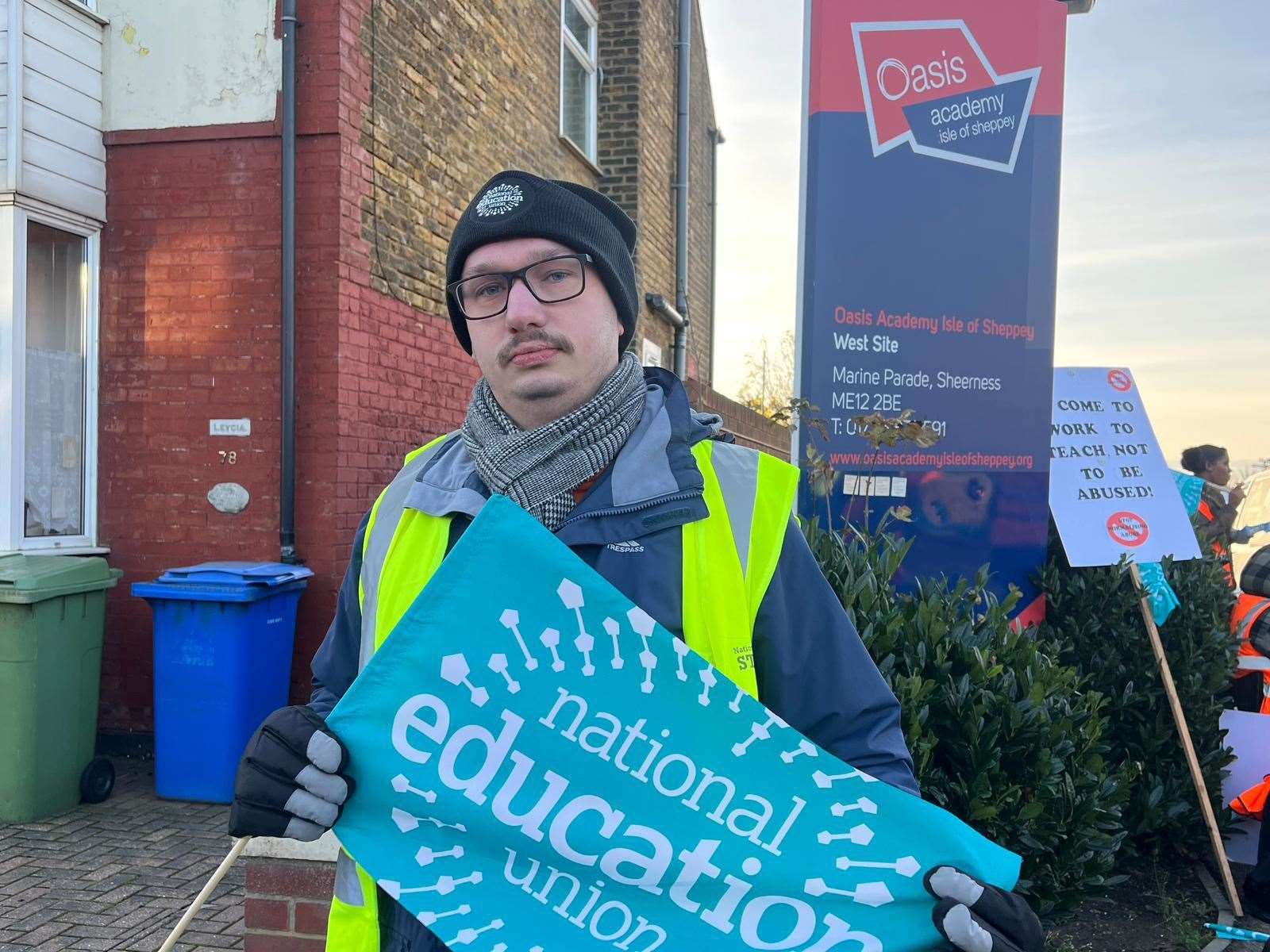 Head of philosophy and ethics Austen Waite said he was striking for the safety of students and staff