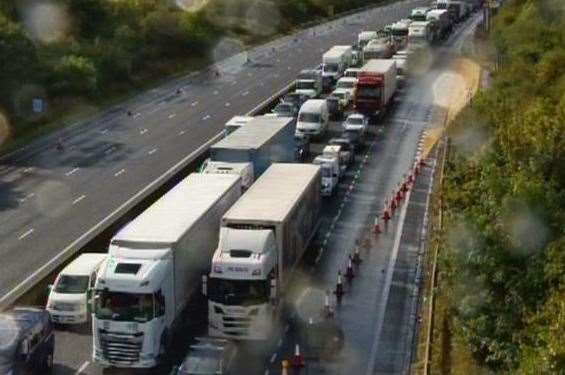 The M25 was closed between Junction 5 and 6 due to a serious crash. Picture: National Highways