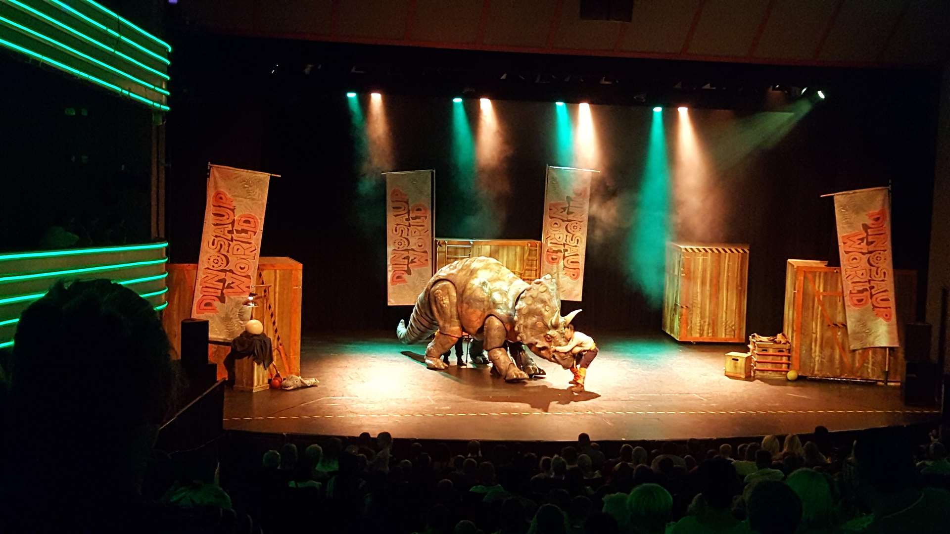 The Triceratops is introduced on stage