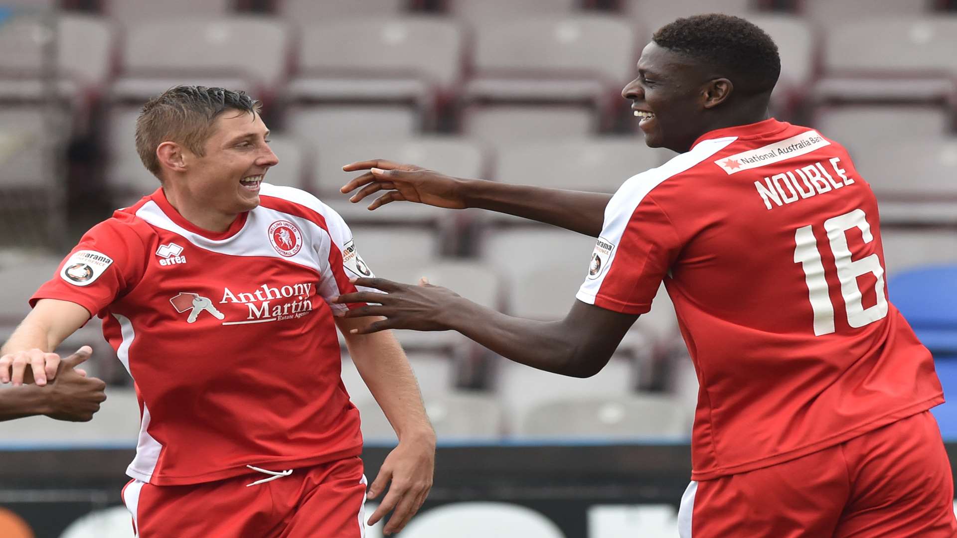 Harry Beautyman celebrates with Jon Nouble. Picture: Keith Gillard