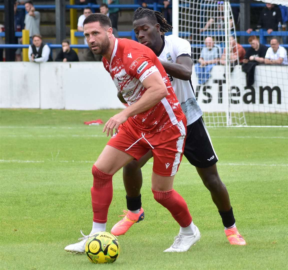 Ramsgate new boy Jay Leader in action against Dover. Picture: Randolph File