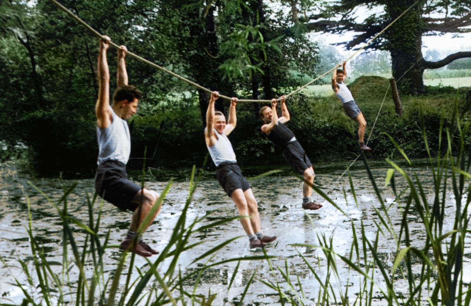 Cichociemni agents tackle an assault course at Audley End (The Polish Underground Movement Study Trust/PA)