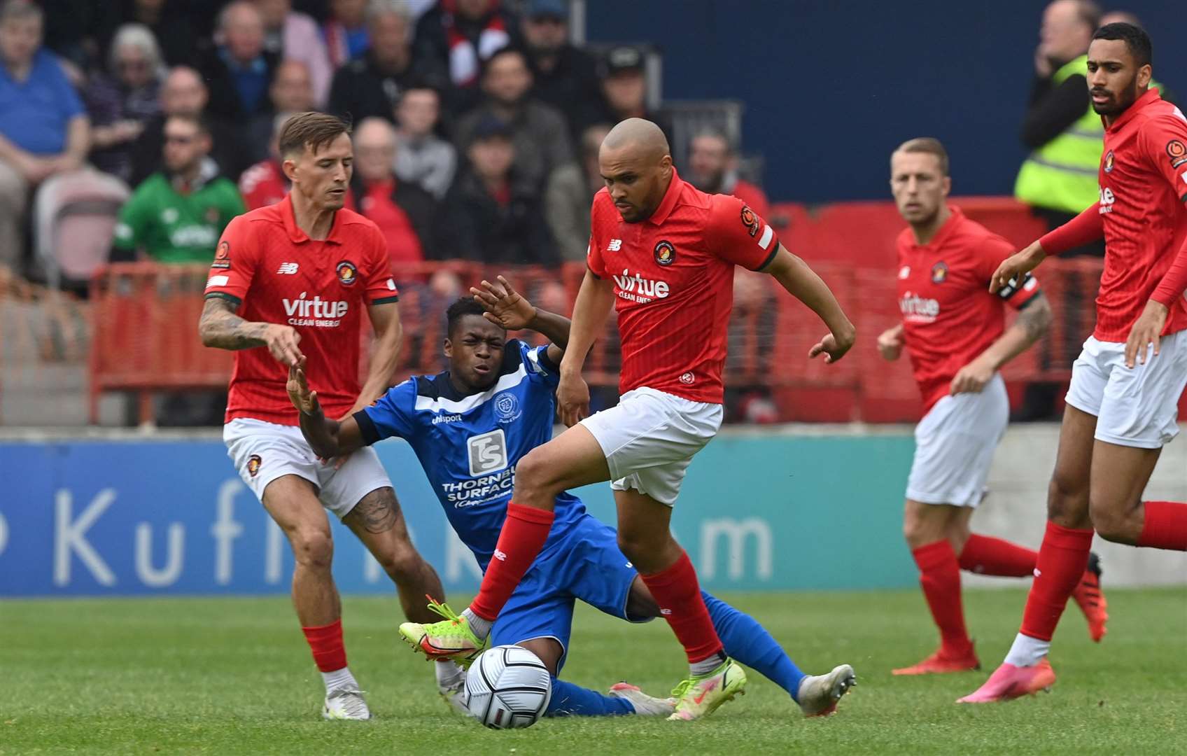 Elliott Romain playing for Ebbsfleet United in the play-offs Picture: Keith Gillard