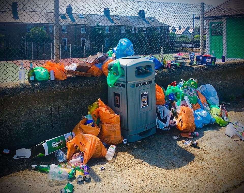 Litter left strewn across Whitstable seafront last month. Picture: John Stoddart