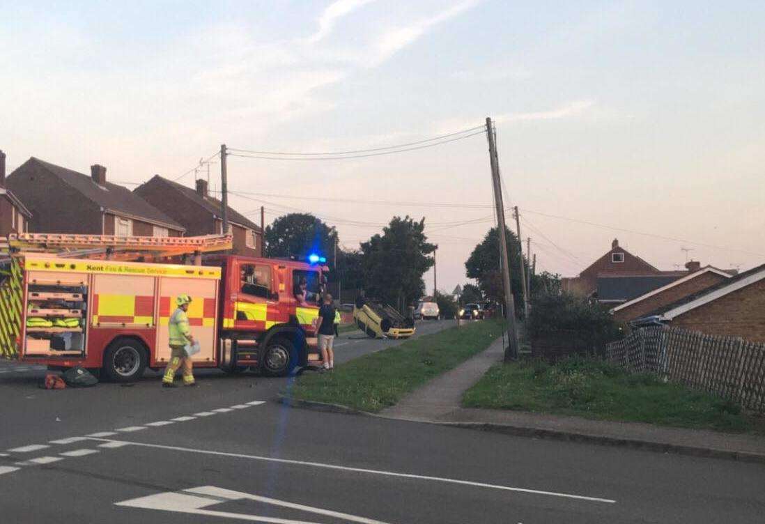 Firefighters at the scene of the crash