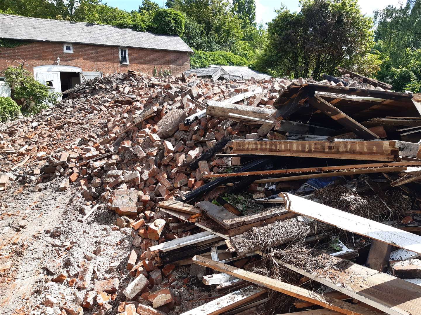 All that is left of Belringham House on Sutton Valence Hill after a major blaze