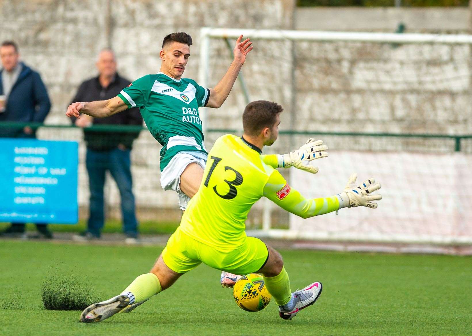 Roberto Ratti is denied by Hythe keeper Henry Newcombe Picture: Ian Scammell