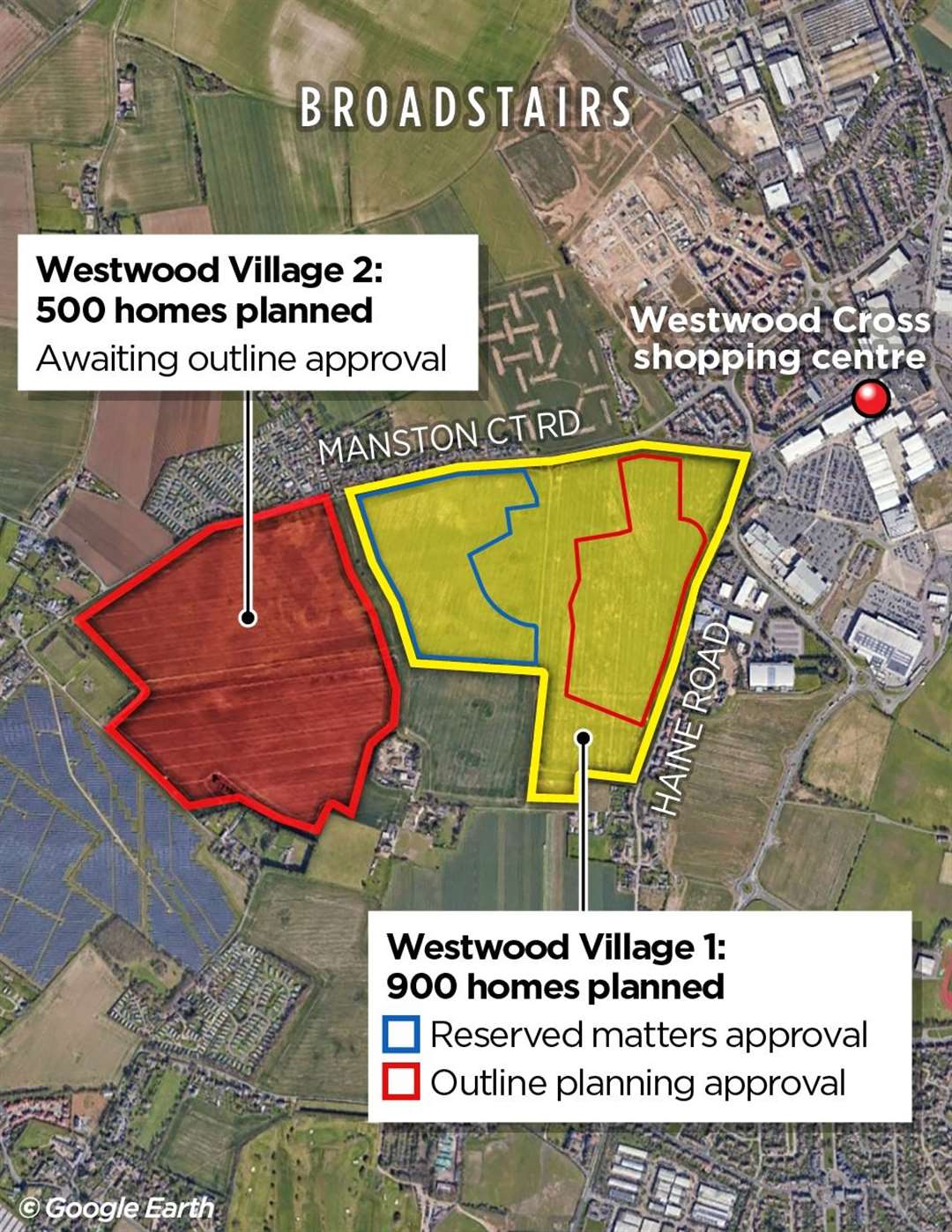 The first 450 homes, out of a total of 1,400, have now been granted approval