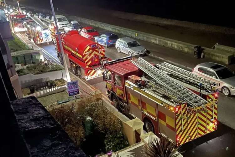 Fire crews at the scene in Sandgate. Picture: UKNIP