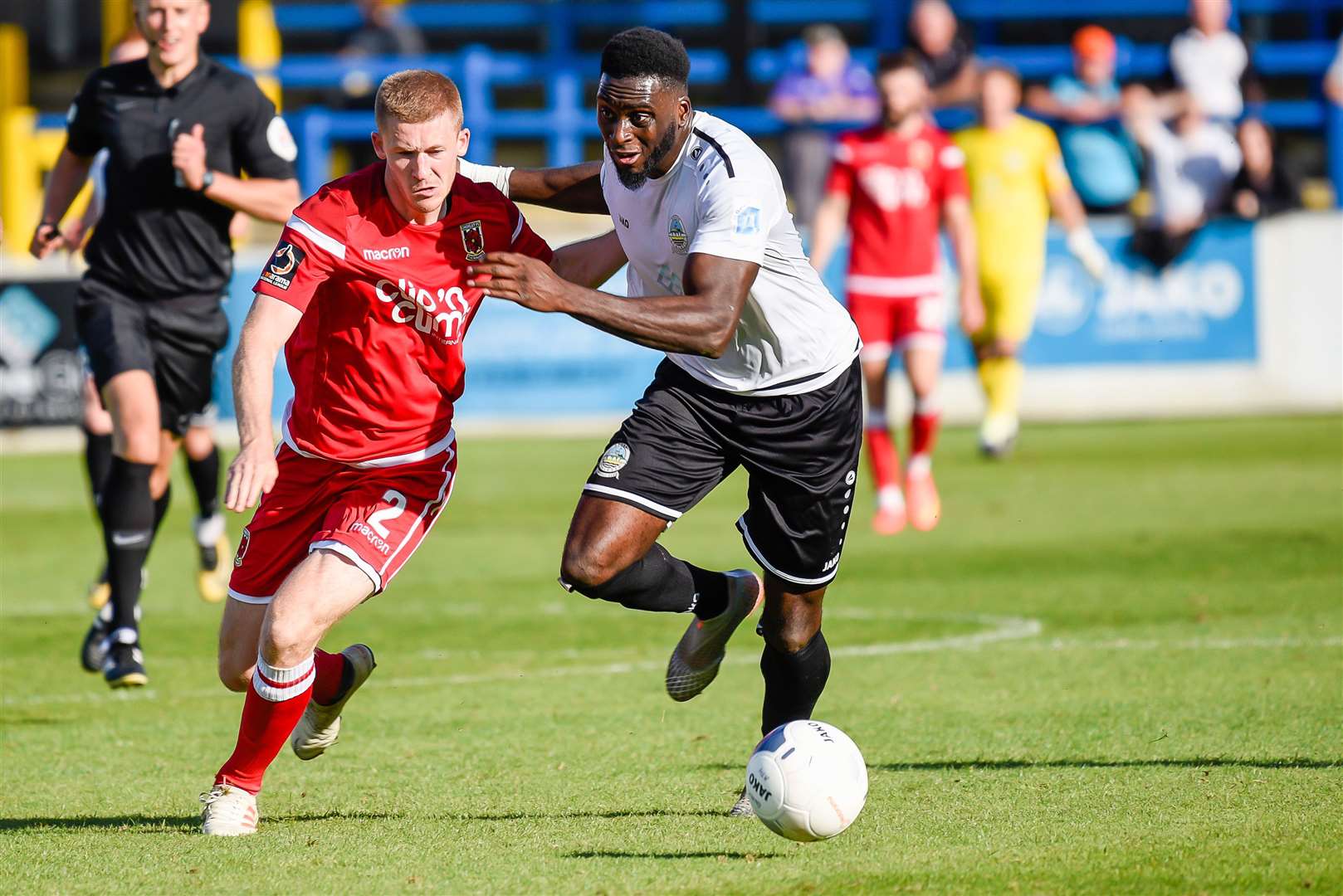 Dover forward Inih Effiong drives forward against Chorley. Picture: Alan Langley