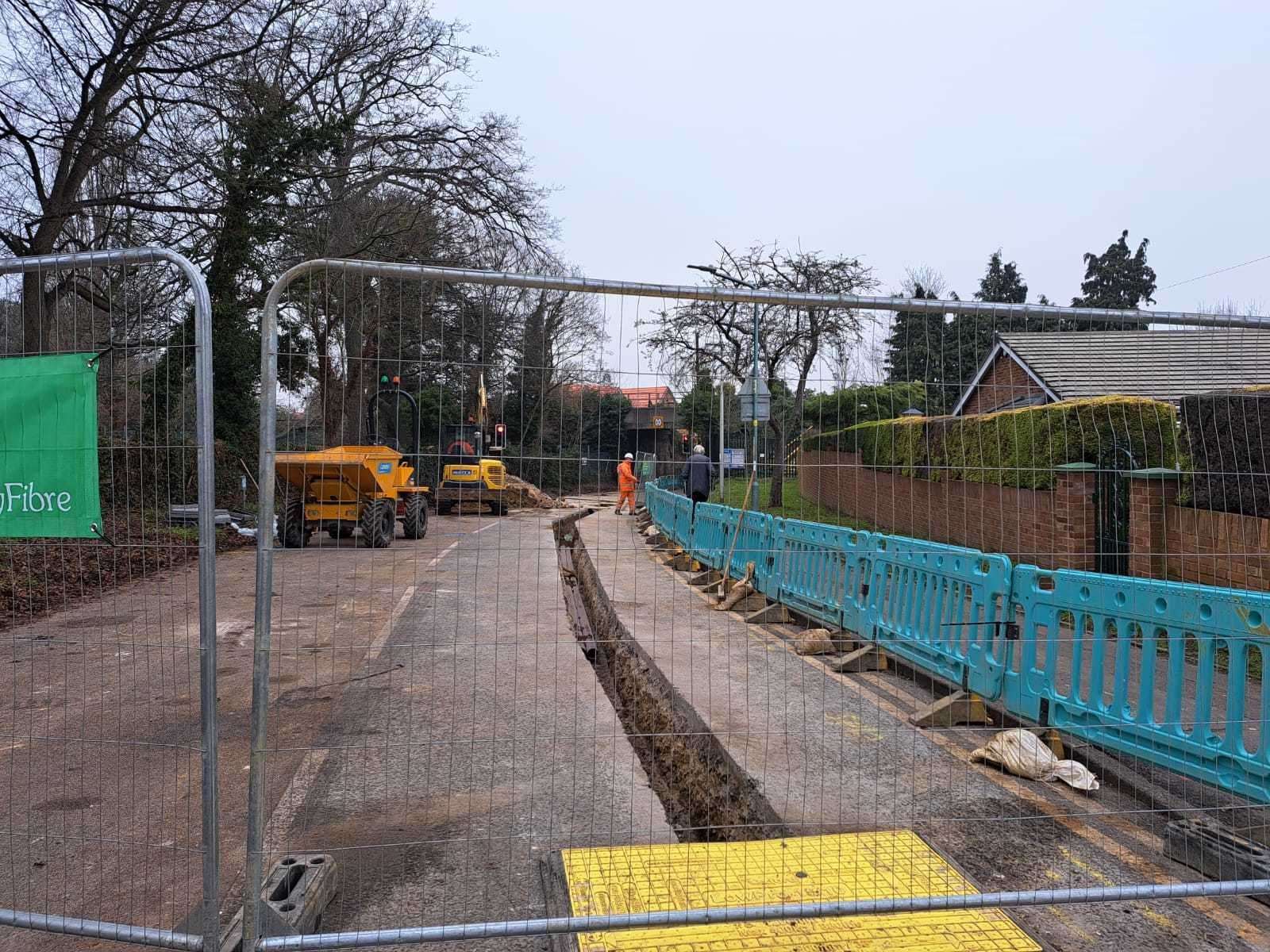 CiyFibre roadworks in Berengrave Lane, Rainham