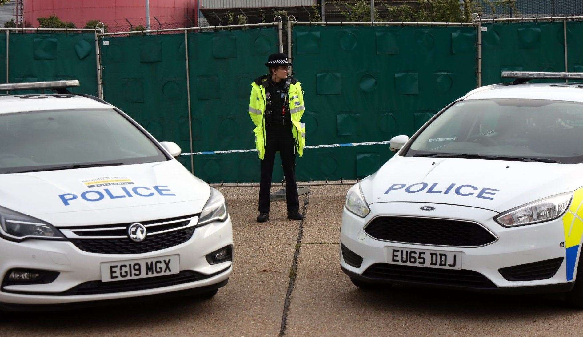 Police at the scene of the grim discovery in Thurrock, Essex Picture: UKNIP