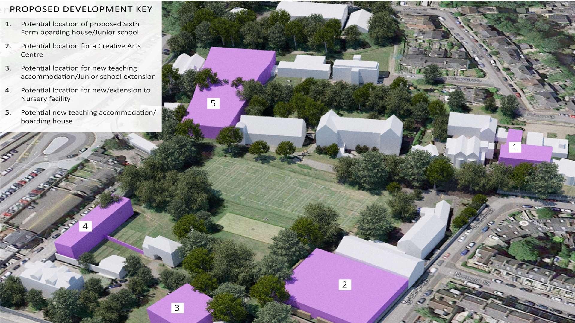 Plans showing the new developments at Dover College.