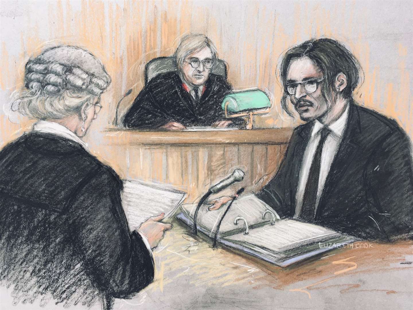 Court artist sketch of actor Johnny Depp (Elizabeth Cook/PA)