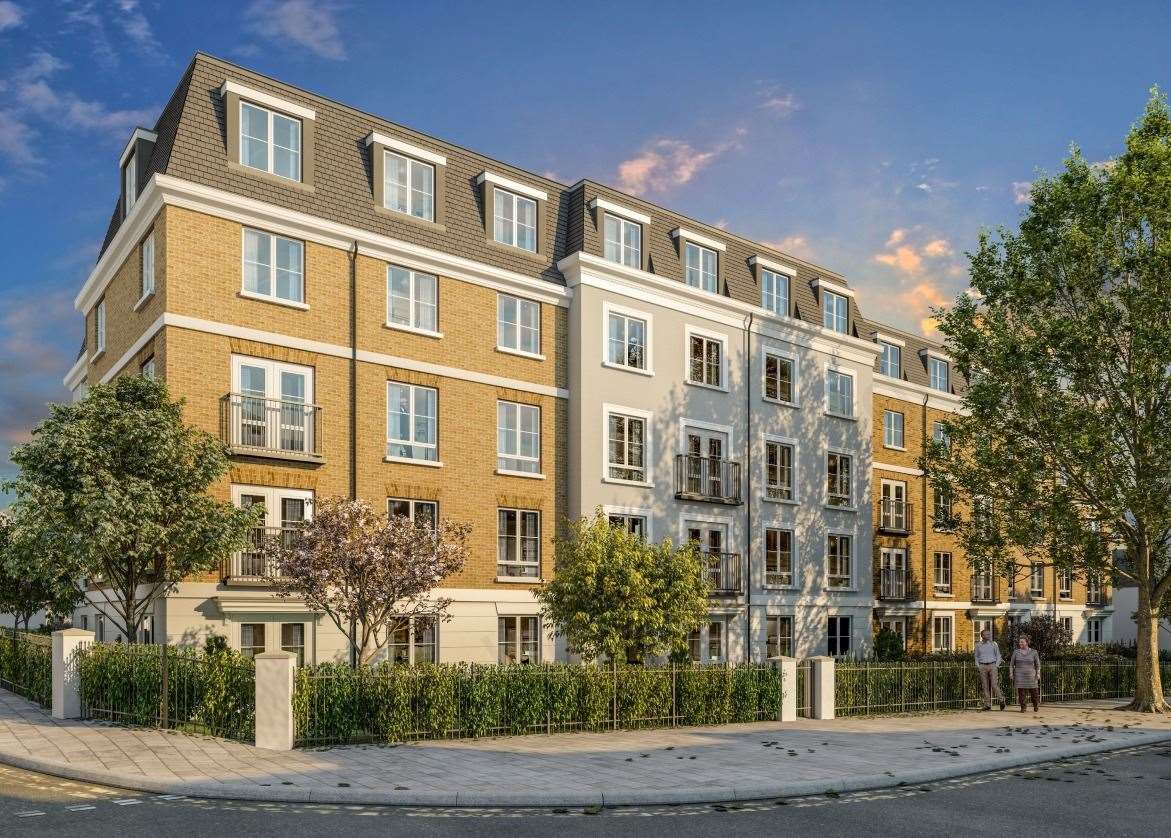 CGIs of plans for 75 retirement apartments in the former police station in Windmill Street, Gravesend. View looking north west along Windmill Street towards the site. Picture: Churchill Retirement Living