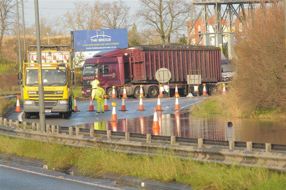 Bob Dunn way A206 closed due to flooding