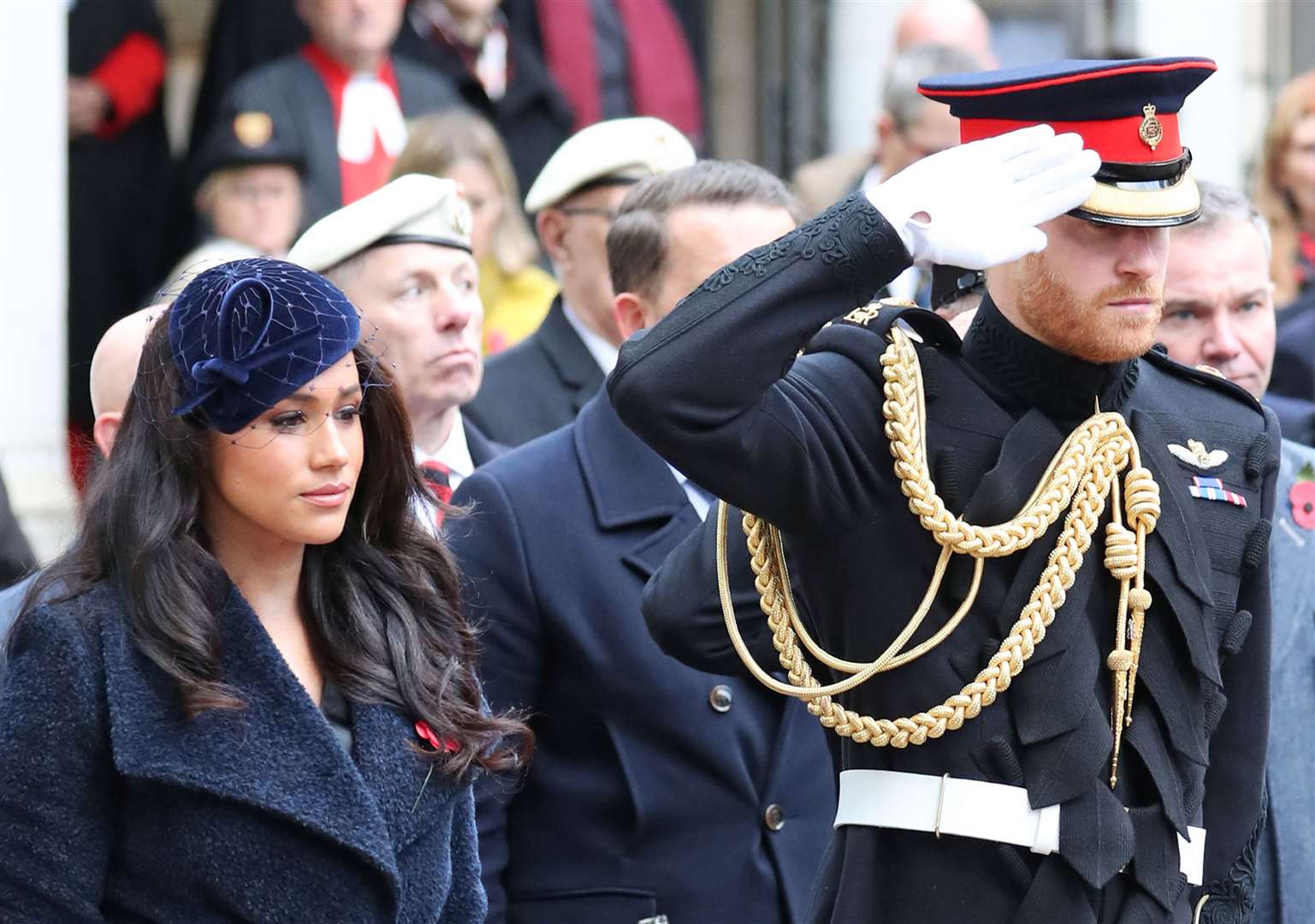 The Duke and Duchess of Sussex during a visit to the Field of Remembrance in 2019 (Steve Parsons/PA)